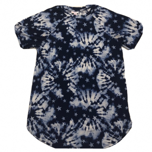 LuLaRoe Tops - NWOT LulaRoe Simply Comfortable Small Shirt Blue Tie-Dye  w Stars  4th of July